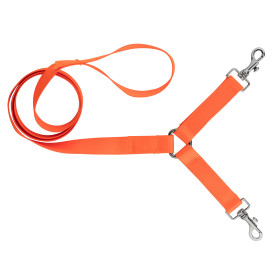 Laisse double orange fluo 1,30 m : sécurité et visibilité maximales