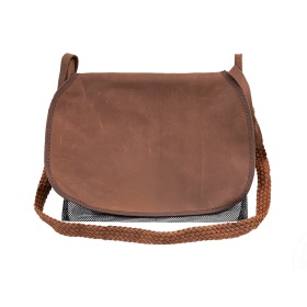 Carnier en cuir vieilli 40x30 cm avec filet porte-gibier