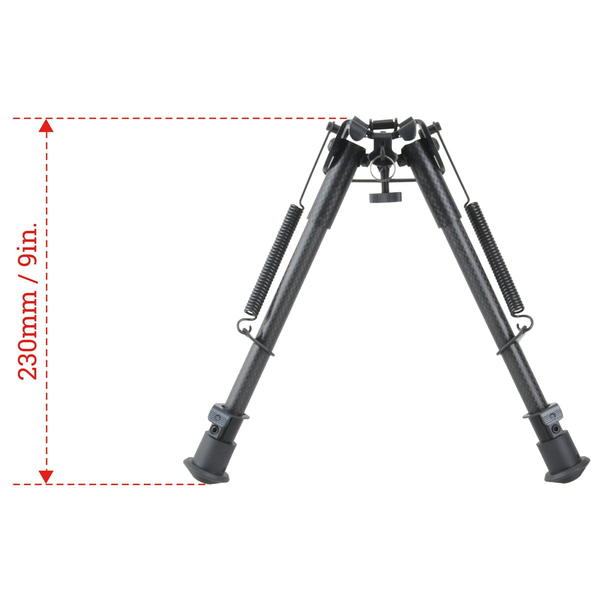 Bipied Carbone 9-13.5" Grenadiere, Rail Weaver, Hauteur Ajustable