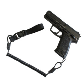 Dragonne de Sécurité Noire pour Armes de Poing - Fixation MOLLE