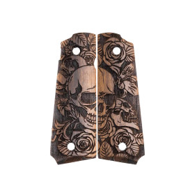 Plaquettes Bois Imbuia Skull pour Pistolet 1911 Taurus