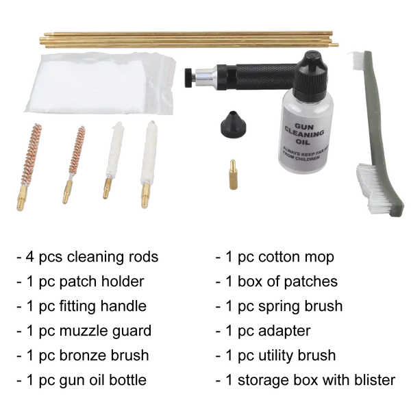 Kit Nettoyage Carabines 4.5mm & 22LR - 19 Pièces en Bronze