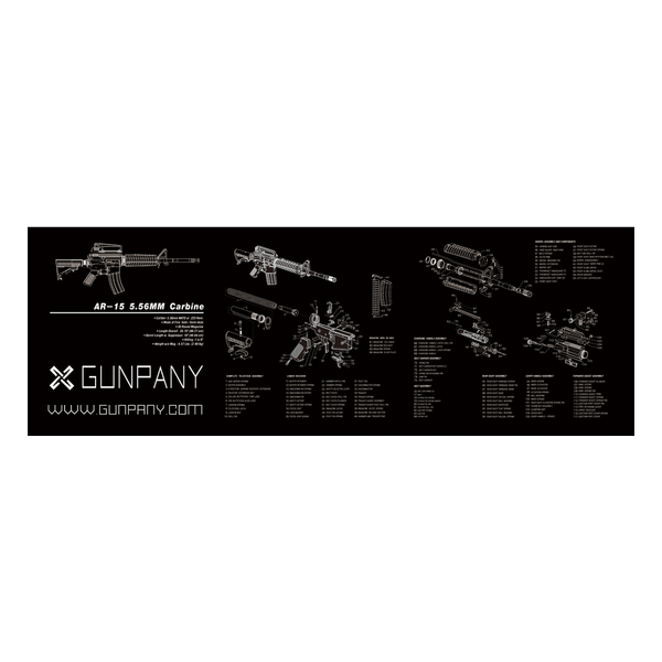 Tapis de travail AR15 Gunpany - Antidérapant et schéma intégré