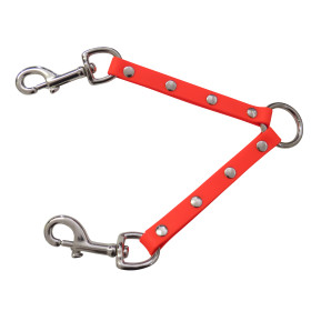 Coupleur Biothane Orange 22 cm pour Promenade de Deux Chiens
