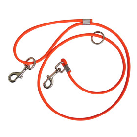 Laisse Biothane Ronde 1,50m Orange Fluo pour Chasse Sécurisée