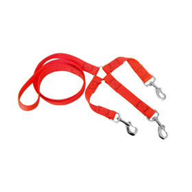 Laisse chasse 120 cm en polypropylène avec tripleur orange