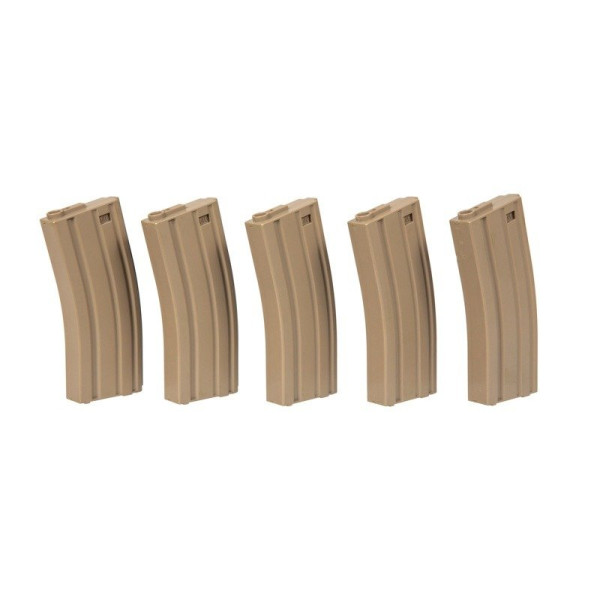 Chargeurs AEG M4 Tan 120 cps - Lot de 5 pour Airsoft