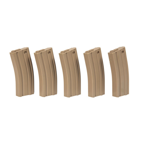 Chargeurs AEG M4 Tan 120 cps - Lot de 5 pour Airsoft