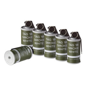 Grenades Fumigènes TAG 18 Blanches - Pack de 6 - Usage Sécurisé