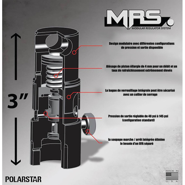 Régulateur HPA MRS Polarstar : Compact, Pression Ajustable 40-145 psi