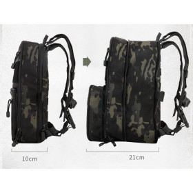 Sac à dos tactique VCII noir : compact, extensible, 9,6L