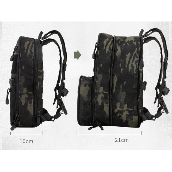 Sac à dos tactique VCII noir : compact, extensible, 9,6L