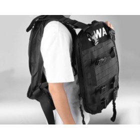 Sac à dos/gilet noir transformable, nylon 900D, inserts MOLLE