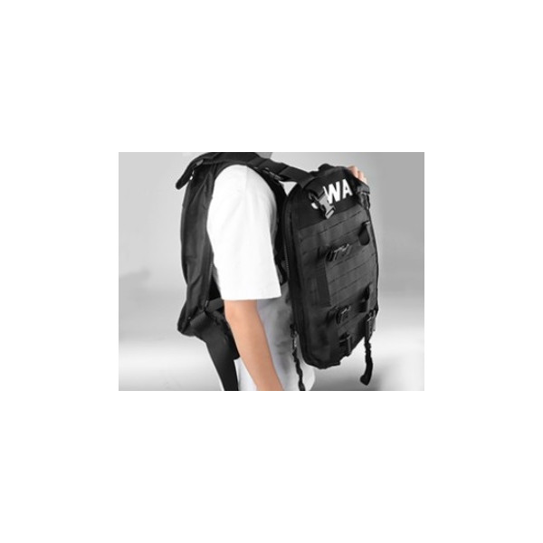 Sac à dos/gilet noir transformable, nylon 900D, inserts MOLLE