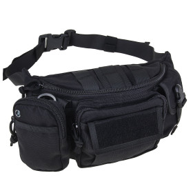 Banane Tactique Noire : Nylon Renforcé, Système Molle Modulable