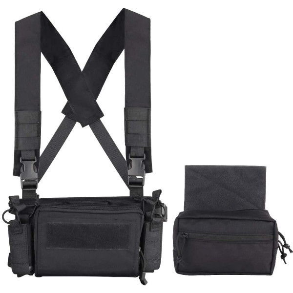 Veste Reco Noire : Résistance Nylon 1000D, Chargeurs 5,56 mm