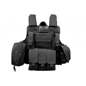 Veste Ciras Combat Noire : Système MOLLE, Tissu 900D Oxford