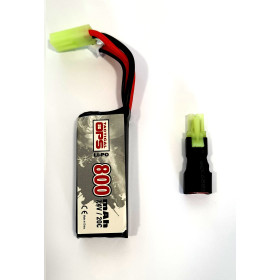 Batterie Li-Po 7,4V 800mAh pour Airsoft avec Adaptateur T-DEAN