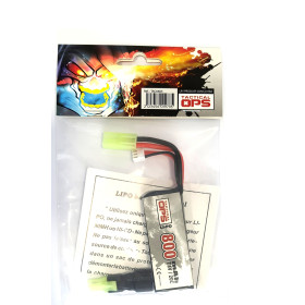 Batterie Li-Po 7,4V 800mAh pour Airsoft avec Adaptateur T-DEAN
