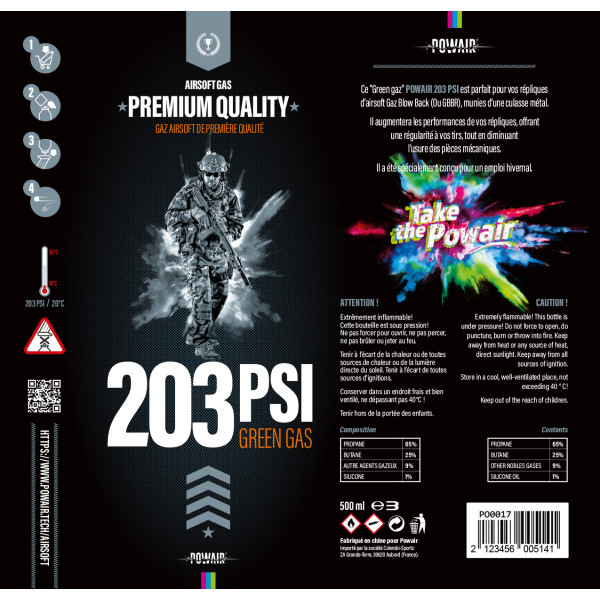 Gaz Airsoft 203 PSI 500ml - Performance Hivernale Optimale