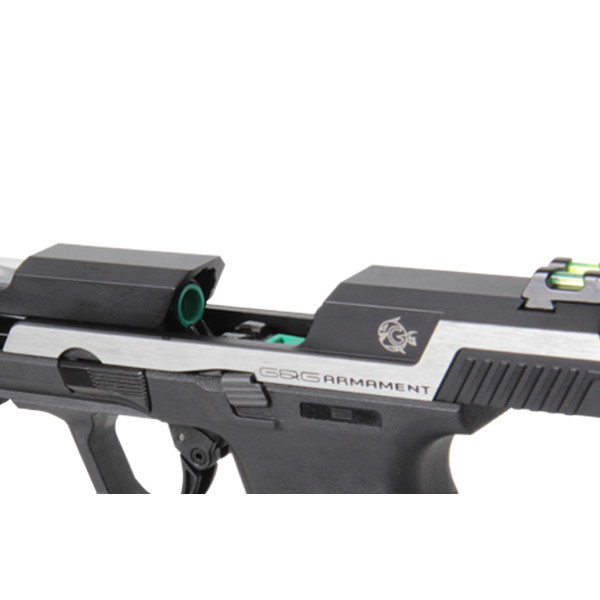 Pistolet 6mm Piranha SL Silver : Réplique GAZ avec Rail Picatinny