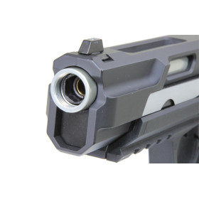 Pistolet 6mm Piranha MK I Silver - Réplique Gaz avec Rail Picatinny