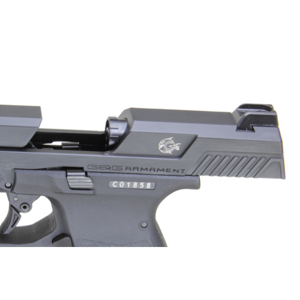 Pistolet 6mm Piranha MK I Noir - Réplique GAZ avec Rail Picatinny