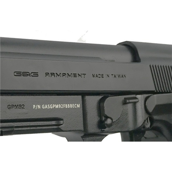Pistolet GPM92 Gaz 6mm Noir : Réplique Full Métal Blowback