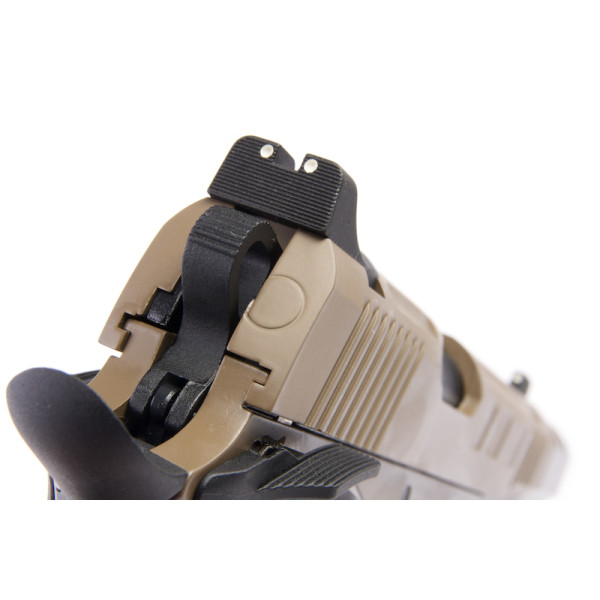 Pistolet KP16 6mm Tan : Dual Power Gaz/CO2, Réalisme Blowback