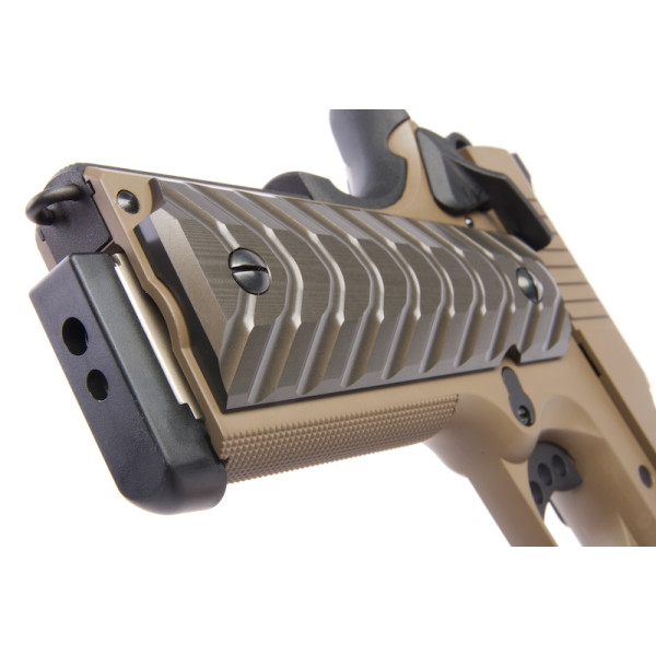 Pistolet KP16 6mm Tan : Dual Power Gaz/CO2, Réalisme Blowback