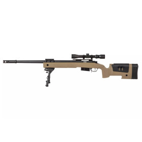 Réplique Sniper SA-S03 6mm Tan - Compatible VSR-10, Lunette 3-9x40