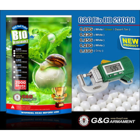 Billes bio 0.25g G&G pour AEG et gaz, sachet de 2000 unités