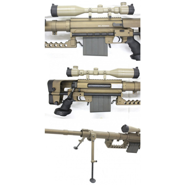 Réplique M200 6mm Tan : Précision CNC, 400 fps, Bipied Inclus