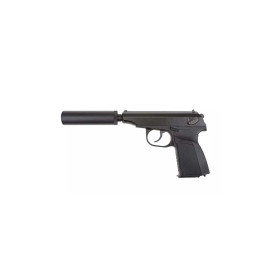 Pistolet Gaz Makarov 6mm Silencieux - Métal, Semi-auto, 16+1