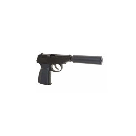Pistolet Gaz Makarov 6mm Silencieux - Métal, Semi-auto, 16+1
