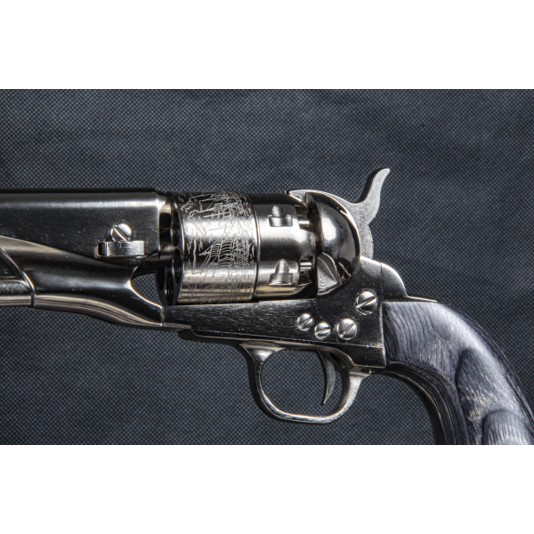 Réplique 1860 Army Cal 44 PN - Acier Nickelé Gravé, 6 Coups