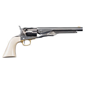 Réplique 1860 Army Cal 44 PN - Acier Blanc, Crosse Ivoirine
