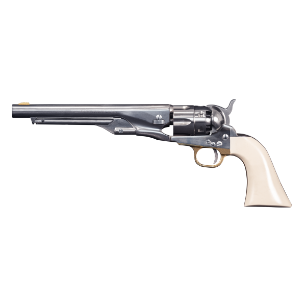 Réplique 1860 Army Cal 44 PN - Acier Blanc, Crosse Ivoirine