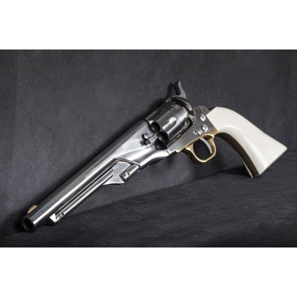 Réplique 1860 Army Cal 44 PN - Acier Blanc, Crosse Ivoirine