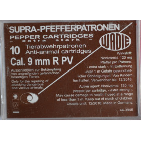 Cartouches 9Mm/380 Pv Supra Pepper Gaz X10 - Protection Efficace et Polyvalente