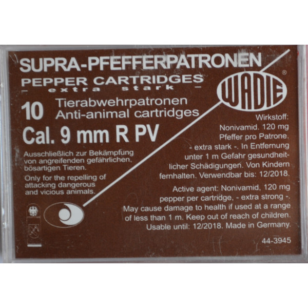Cartouches 9Mm/380 Pv Supra Pepper Gaz X10 - Protection Efficace et Polyvalente