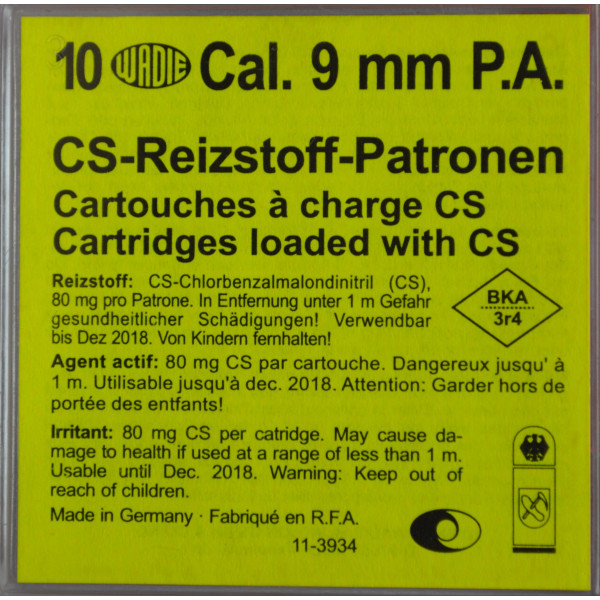 Cartouches 9Mm Cs Pa A Gaz X10 - Pack de 10 pour Sécurité Efficace
