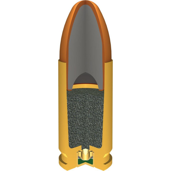 Balles 9mm Luger 124 gr FMJ : Précision et Fiabilité x50