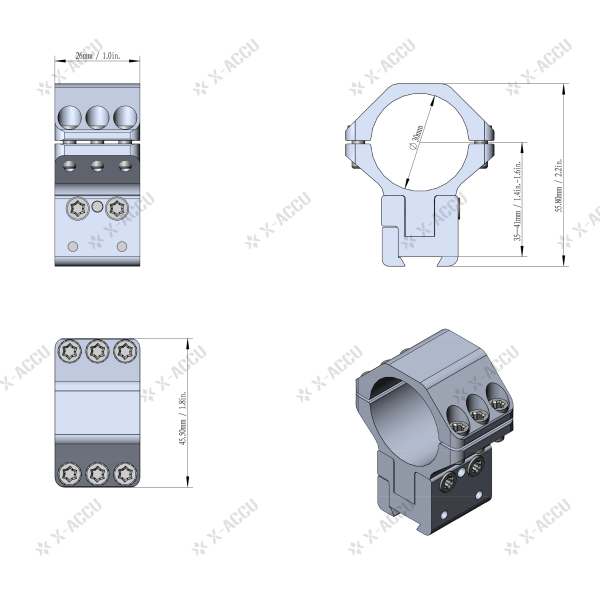Collier 30mm Réglable pour Rail 11mm - Aluminium 6061-T6