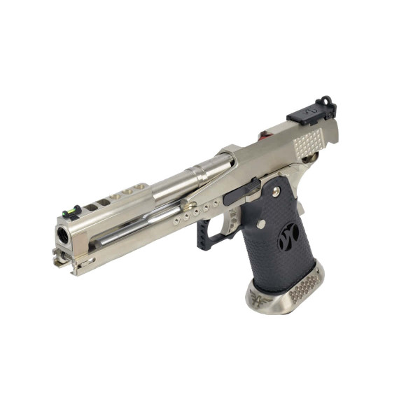 AW Custom HX2201 IPSC Split Silver, pistolet GBB compétition