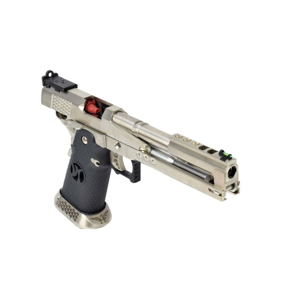 AW Custom HX2201 IPSC Split Silver, pistolet GBB compétition