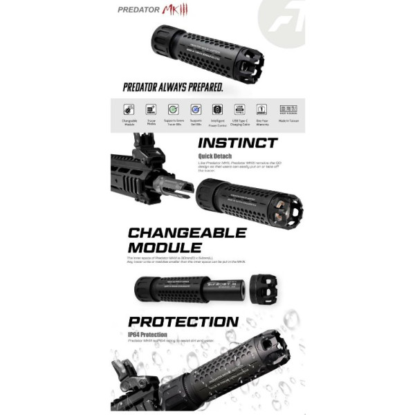 Traceur silencieux airsoft Acetech Unit Predator MKIII Noir avec module Bifrost M