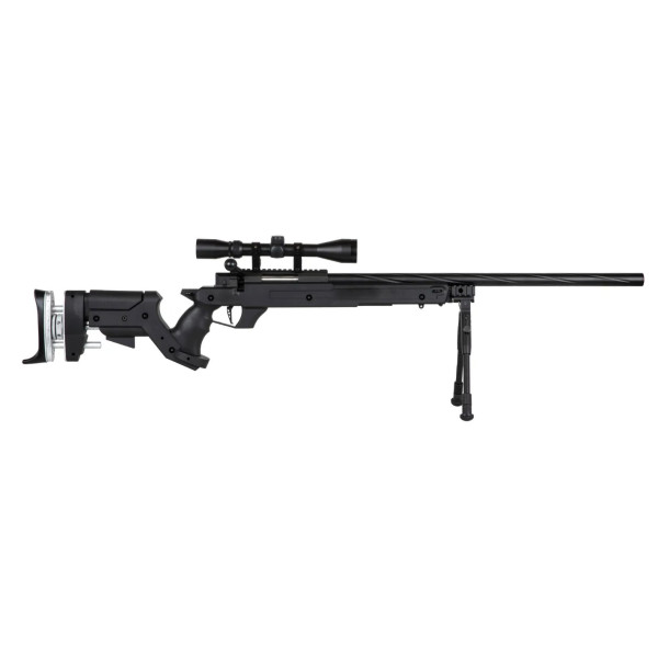 Réplique sniper airsoft bolt-action Specna Arms SA-S13 Core avec bipied et lunette noire calibre 6 mm
