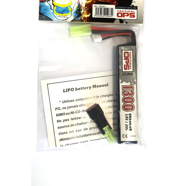 Batterie Li-Po 7,4V 1300mAh format stick Tactical OPS 2x7520100P