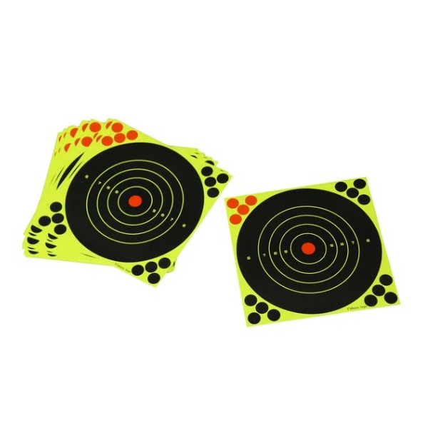 Cibles Splach fond noir impact jaune fluo 20x20 cm lot de 10 Powair